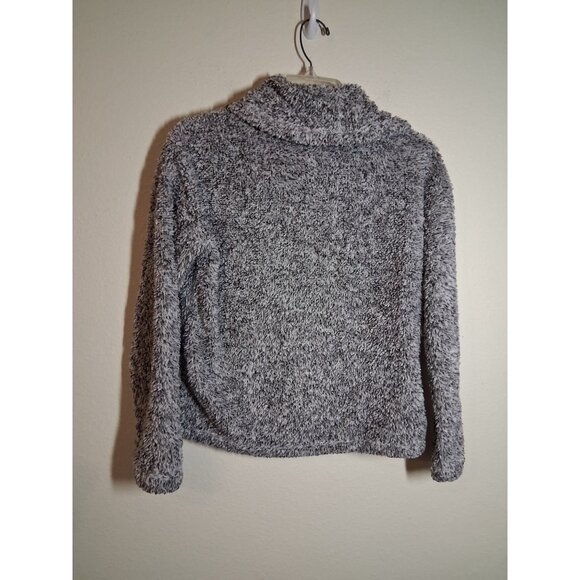 SO Shaggy Sweatshirt Faux Fur Soft Turtleneck Y2K Retro Cropped Gray Size XXS - Picture 2 of 6